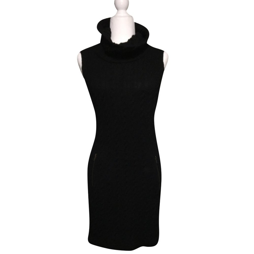 Cable Knit Turtleneck Tank Sweater Dress